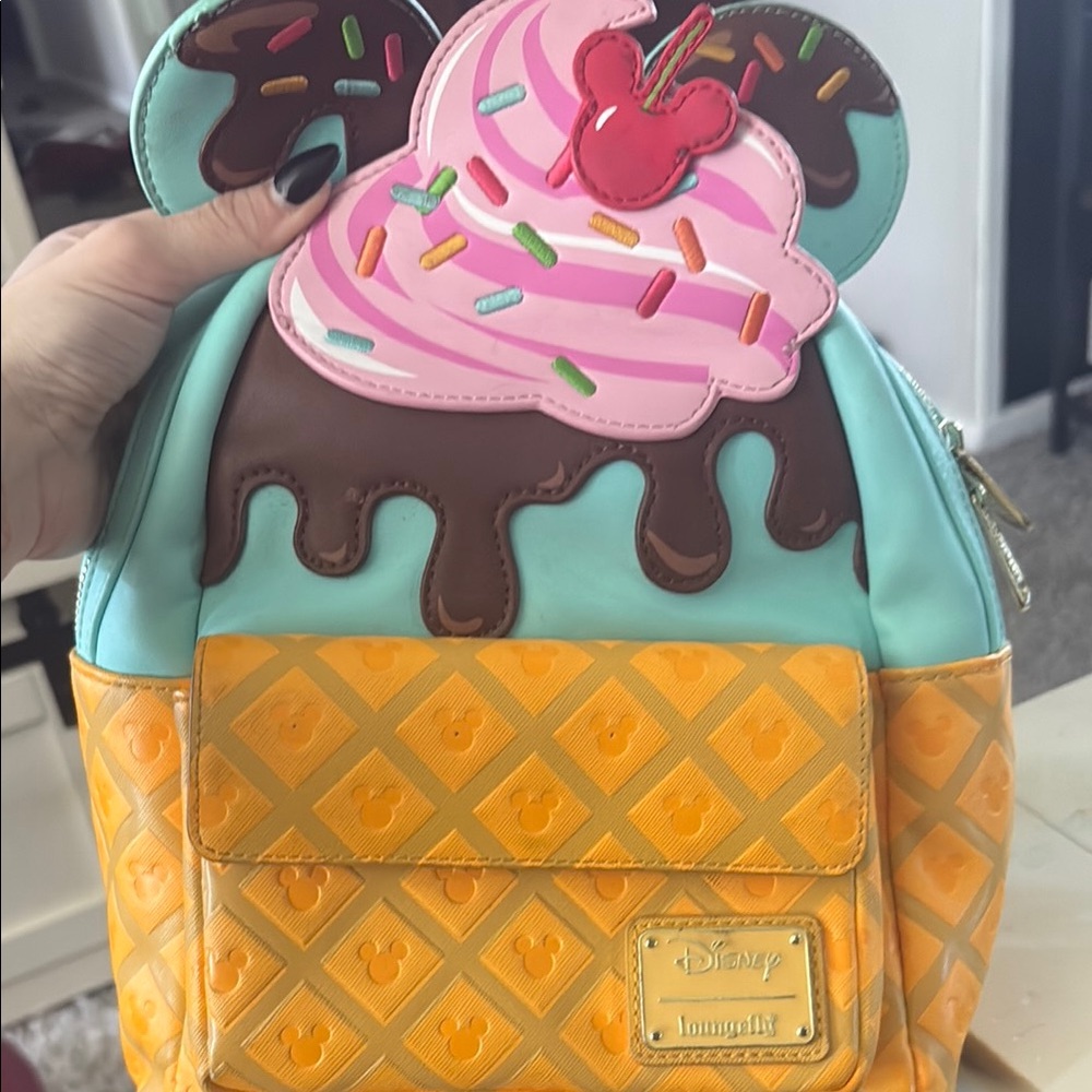 Disney Brown and Yellow Ice Cream Cone Mini Backpack